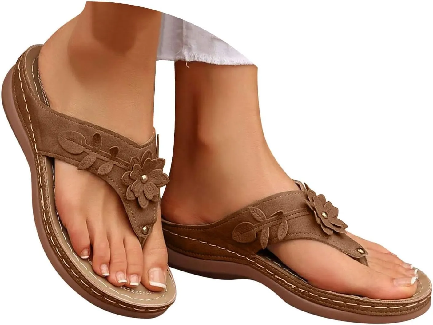 Arch Support Flip Flops for Women,Orthopedic Sandals for Women 2025 Dressy Summer Shoes Comfortable Walking Shoes Cushion Platform Beach Slippers Dressy 2025