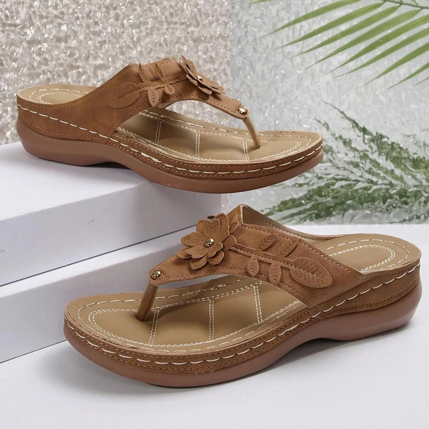 Arch Support Flip Flops for Women,Orthopedic Sandals for Women 2025 Dressy Summer Shoes Comfortable Walking Shoes Cushion Platform Beach Slippers Dressy 2025