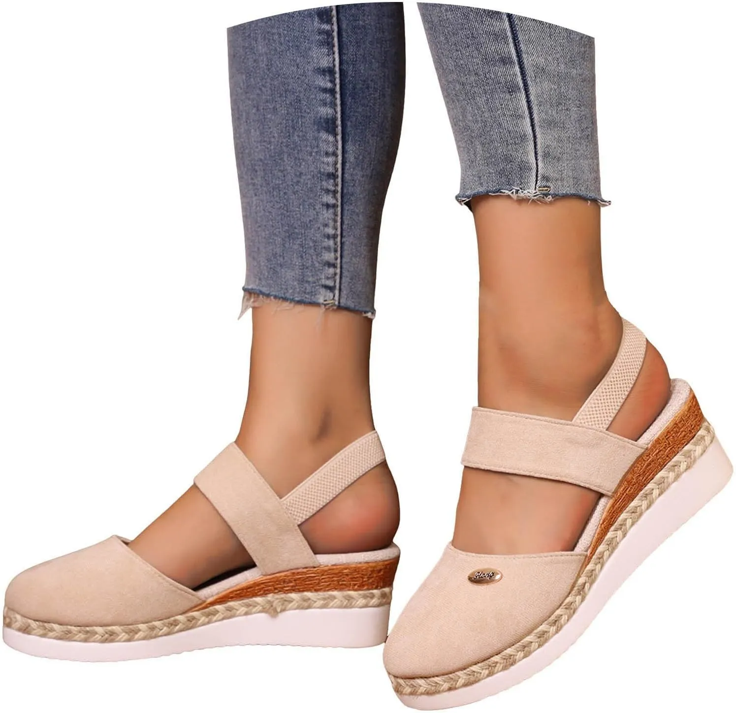 Cathalem Orthopedic Sandals for Women Espadrilles Platform Wedge Ankle Strap Sandals Comfortable Anti Slip Casual Shoes
