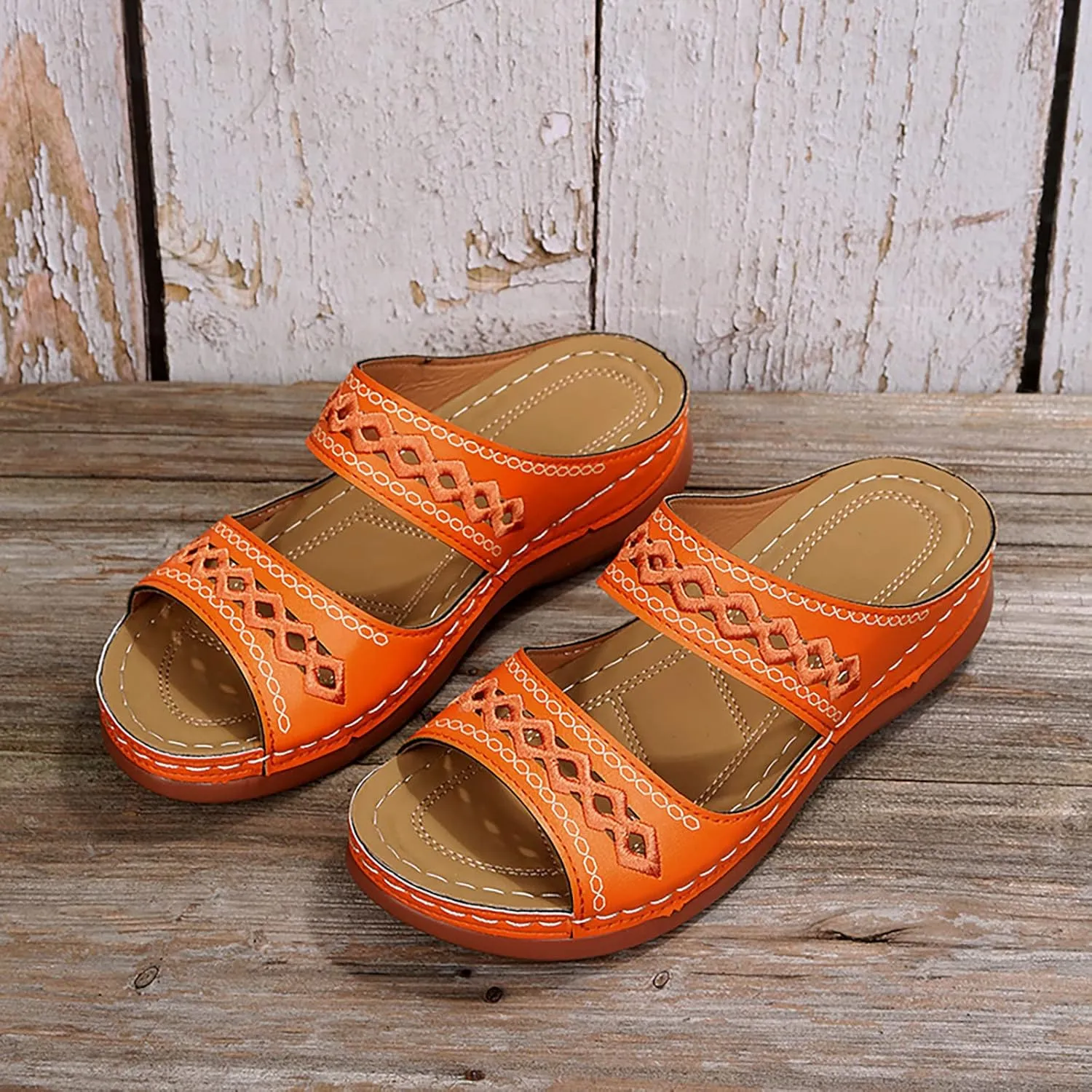 Cathalem Summer Sandals for Women 2024 Dressy Summer Womens Comfortable Walking Sandals Fashion Orthotic Slides