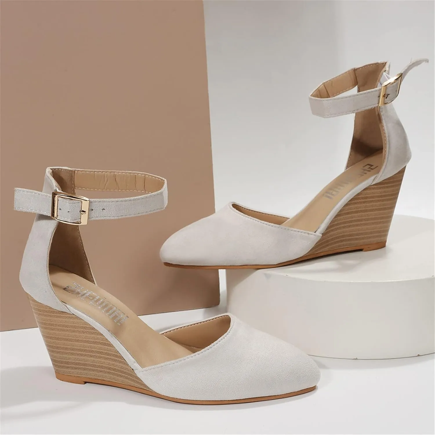 Closed Toe Sandals Women Dressy Heel 2025 Platform Wedge Sandal Ankle Strap Heeled Espadrilles Sandals Ladies Comfortable Summer Dress Shoes for Beach Wedding