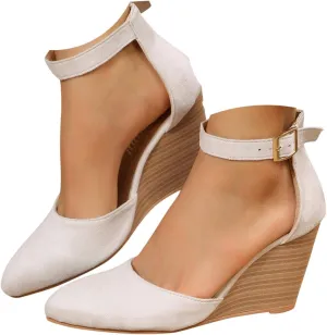 Closed Toe Sandals Women Dressy Heel 2025 Platform Wedge Sandal Ankle Strap Heeled Espadrilles Sandals Ladies Comfortable Summer Dress Shoes for Beach Wedding