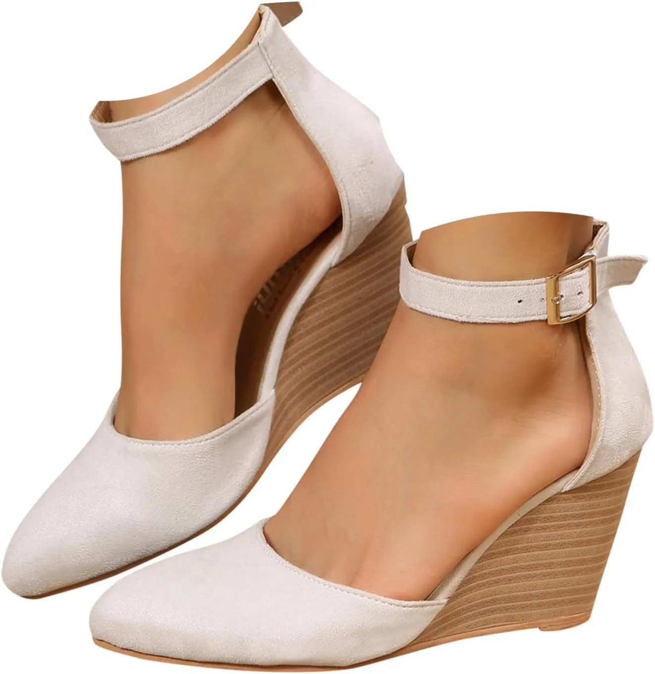 Closed Toe Sandals Women Dressy Heel 2025 Platform Wedge Sandal Ankle Strap Heeled Espadrilles Sandals Ladies Comfortable Summer Dress Shoes for Beach Wedding