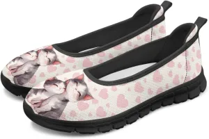 Driving Loafers Cat Print Women Shoes Comfortable Breathable Mesh Sneakers for Walking Running Lightweight Low Cut Tennis Shoe Loafer