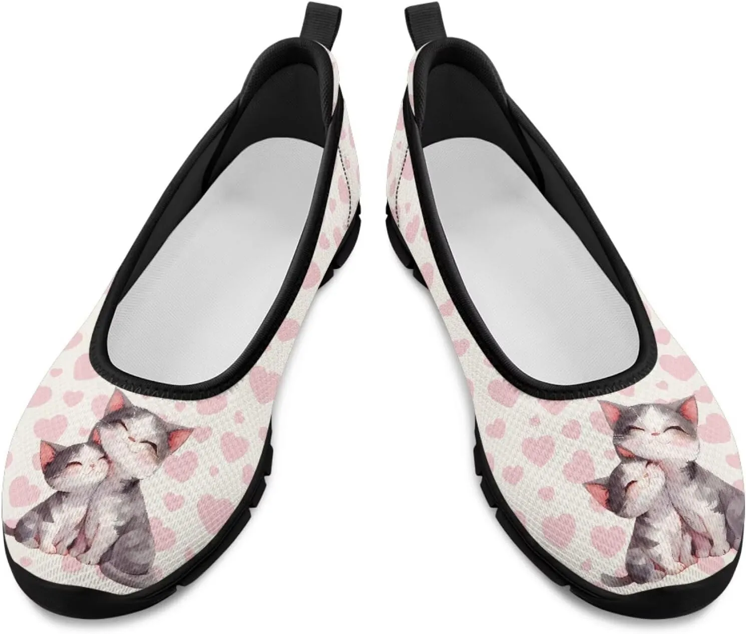 Driving Loafers Cat Print Women Shoes Comfortable Breathable Mesh Sneakers for Walking Running Lightweight Low Cut Tennis Shoe Loafer