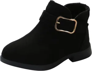 Girl Boots Kids Ankle Boots Warm Side Zipper Boots Low Heel Short Booties Winter Snow Boots Anti-Slip Shoes