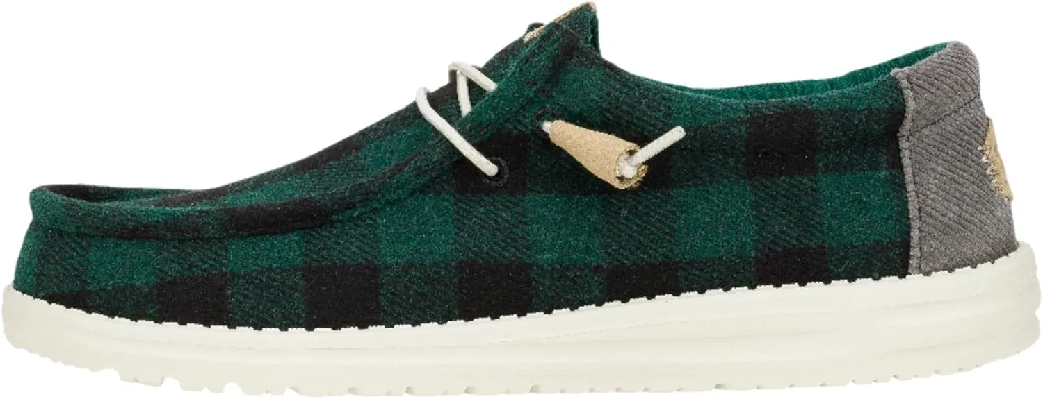 Hey Dude Wally Buffalo Plaid Hunter Green Size 14, Mens Shoes, Men's Slip-on Loafers, Comfortable & Light-Weight