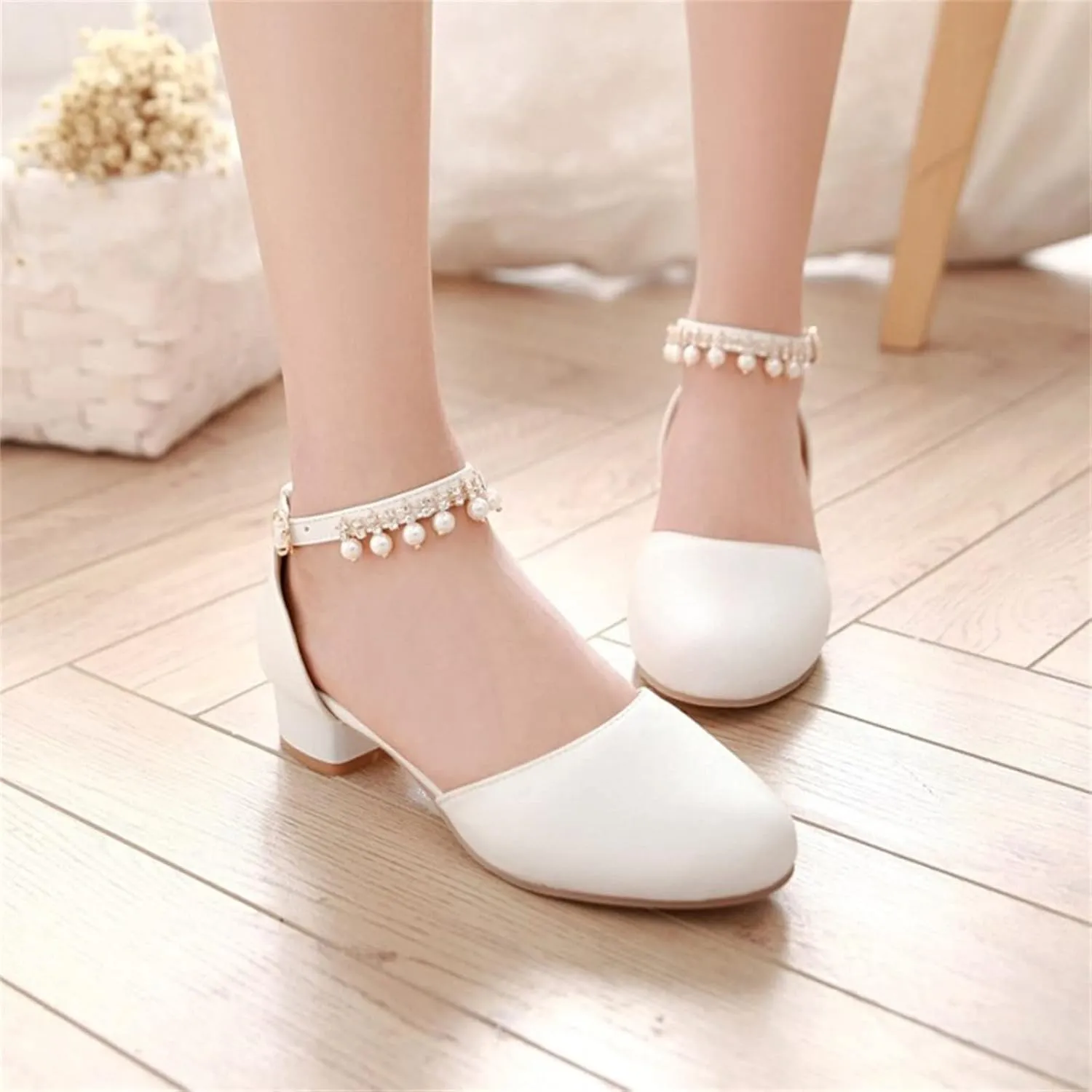 Kids Girls Wedding Prom High Heel Cloesd Toe Sandals Baby Girls Beaded Pearl Formal Strap Pageant Summer Casual Shoes