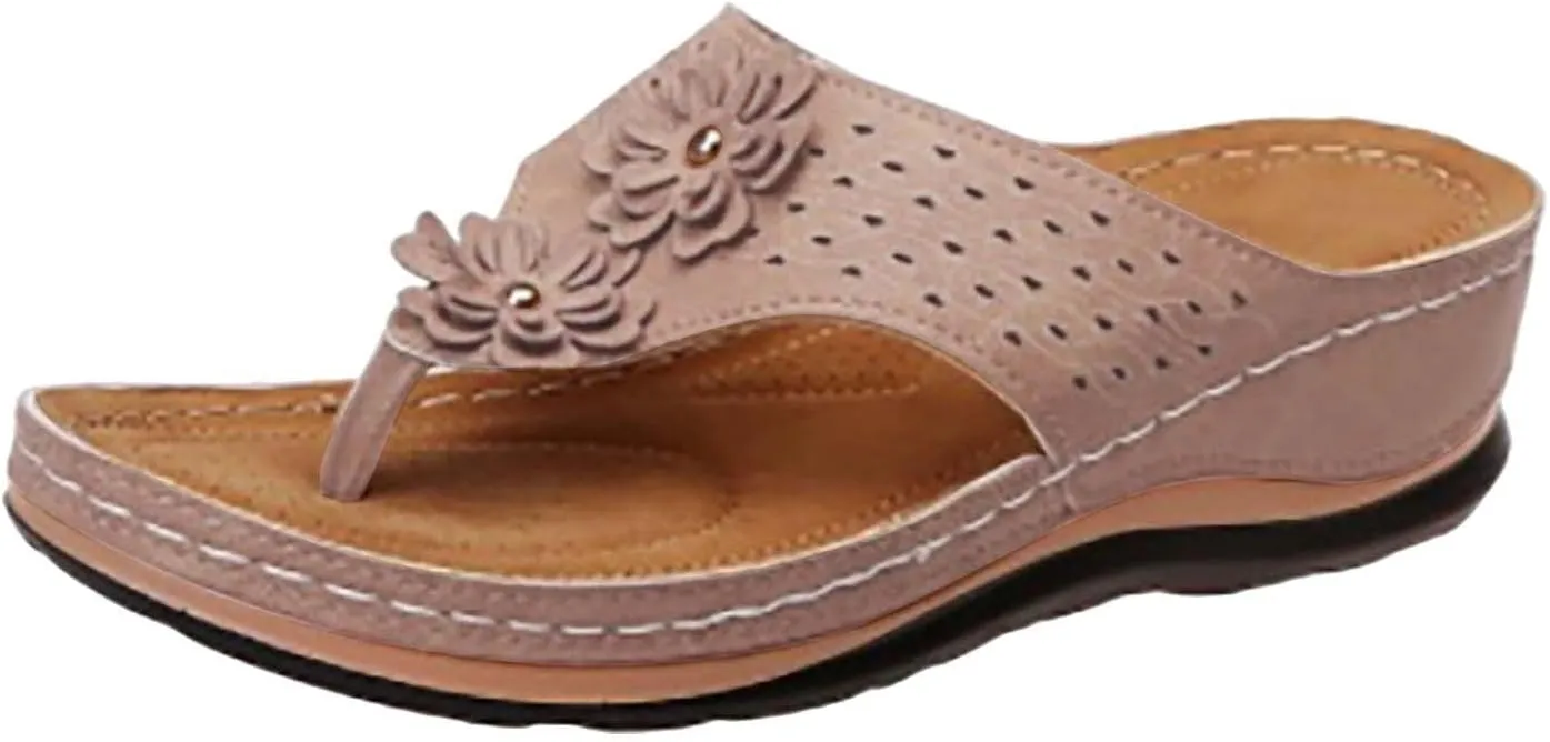 Orthopedic Sandals for Women with Arch Support Summer Slip On Wedge Flip Flops Adjustable Comfort Orthotic Beach Slides