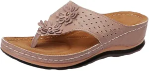 Orthopedic Sandals for Women with Arch Support Summer Slip On Wedge Flip Flops Adjustable Comfort Orthotic Beach Slides