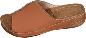 Wedge Sandals for Women Dressy Platform Slides Summer Comfortable Arch Support Slip On Sandals Orthotic Walking Shoes