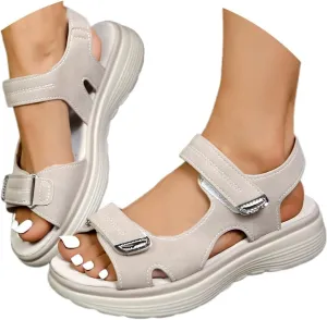 Women's Orthopedic Walking Sandals Wide Fit Arch Support Sport Shoes for Plantar Fasciitis, Lightweight Summer Beach Sandal with Cushion Foam Ankle Strap