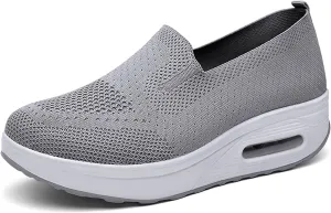 Womens Slip-on Casual Boat Shoes Round Head Thick Sole Orthopedic Arch-Support Sneakers Breathable Nursing Athletic Trainers Comfortable Walking